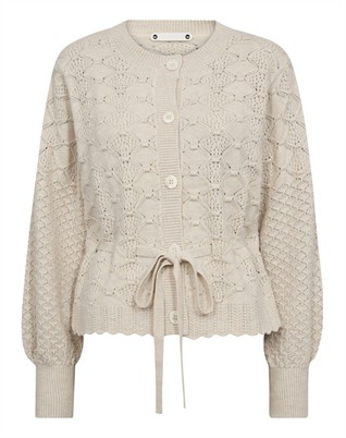 Co Couture - Row CC Pointelle Tie Cardigan - Ivory